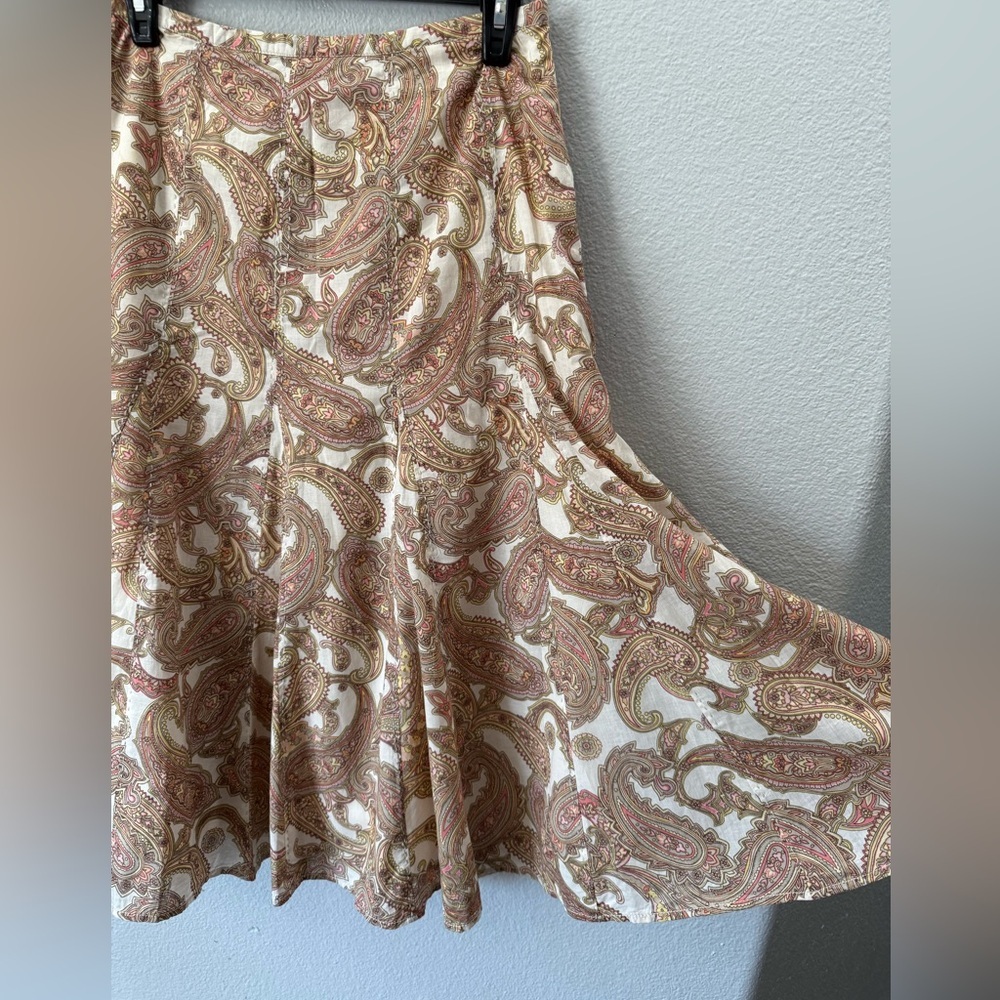 Chadwick’s Paisley Cotton Midi Skirt 4P | Boho A-Line Flowy Cottagecore Vintage - Picture 3 of 11